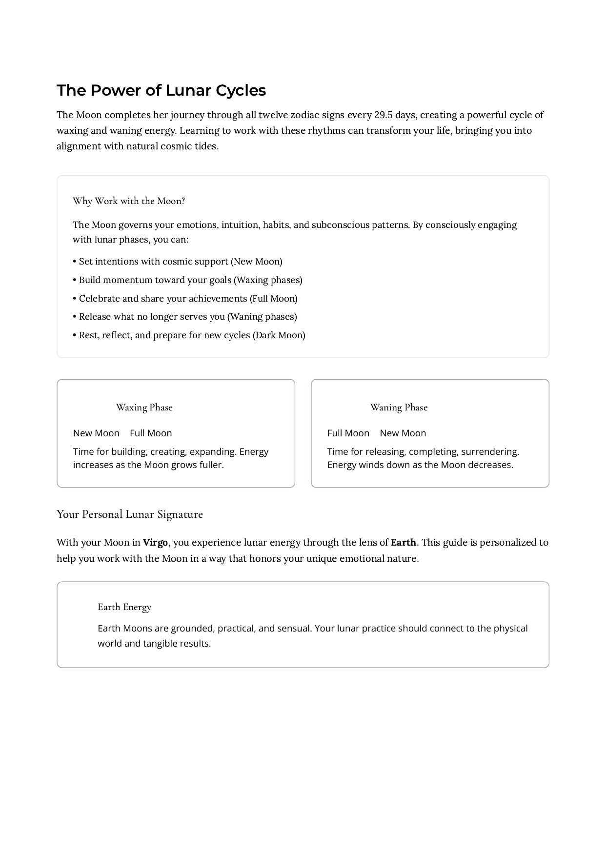 Lunar Cycle Phases Guide